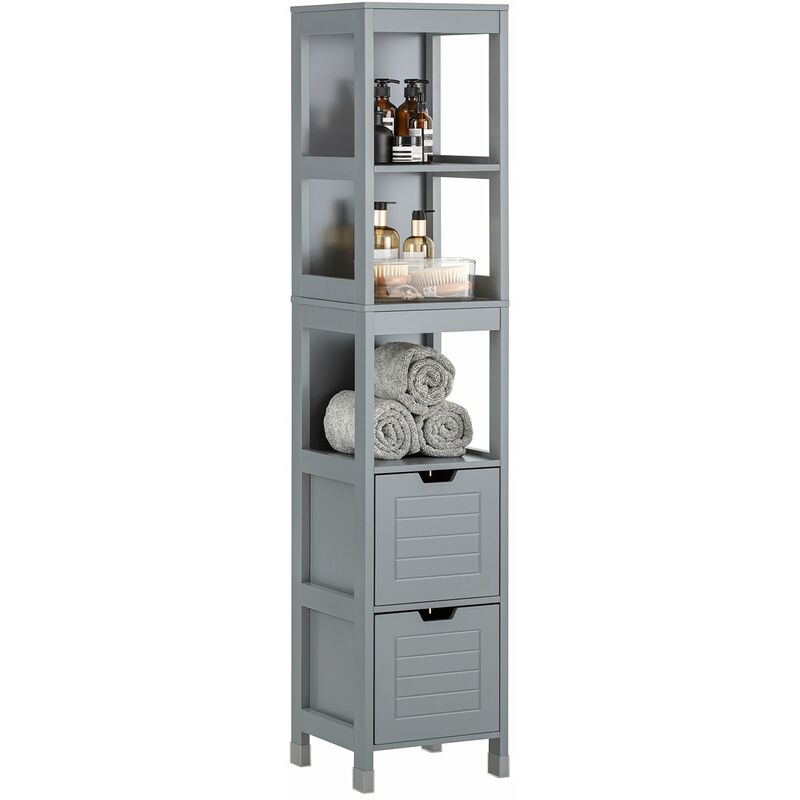 Mueble Columna de baño SoBuy FRG236-DG con 2 Puertas y 1 Cajón 32