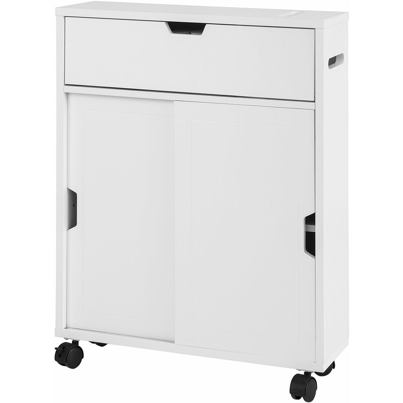 Armario Auxiliar Baño Blanco con 2 Puertas y 1 cajón 52 x 17 x 67cm BZR31-W SoBuy ES