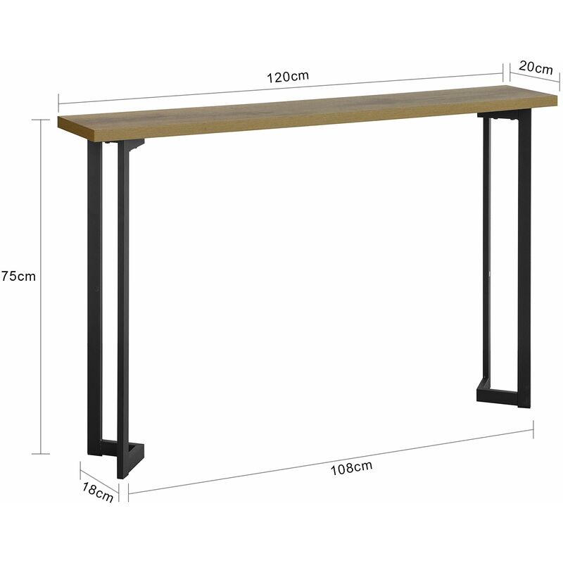 Mesa de Entrada Recibidor Mesa de Consola MDF y Hierro 120 x 80 x 20 cm  FSB19-XL-N SoBuy ES