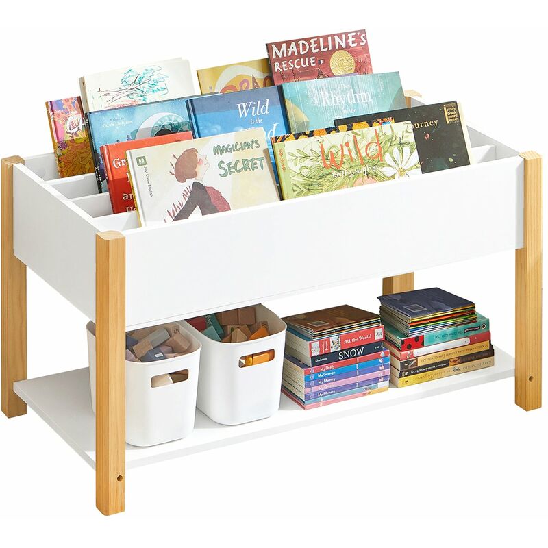 Estantería Infantil de Juguetes y Libros Librería Infantil con 2 Cestas y 3  Niveles 60 x 34 x 80 cm KMB79-W SoBuy ES