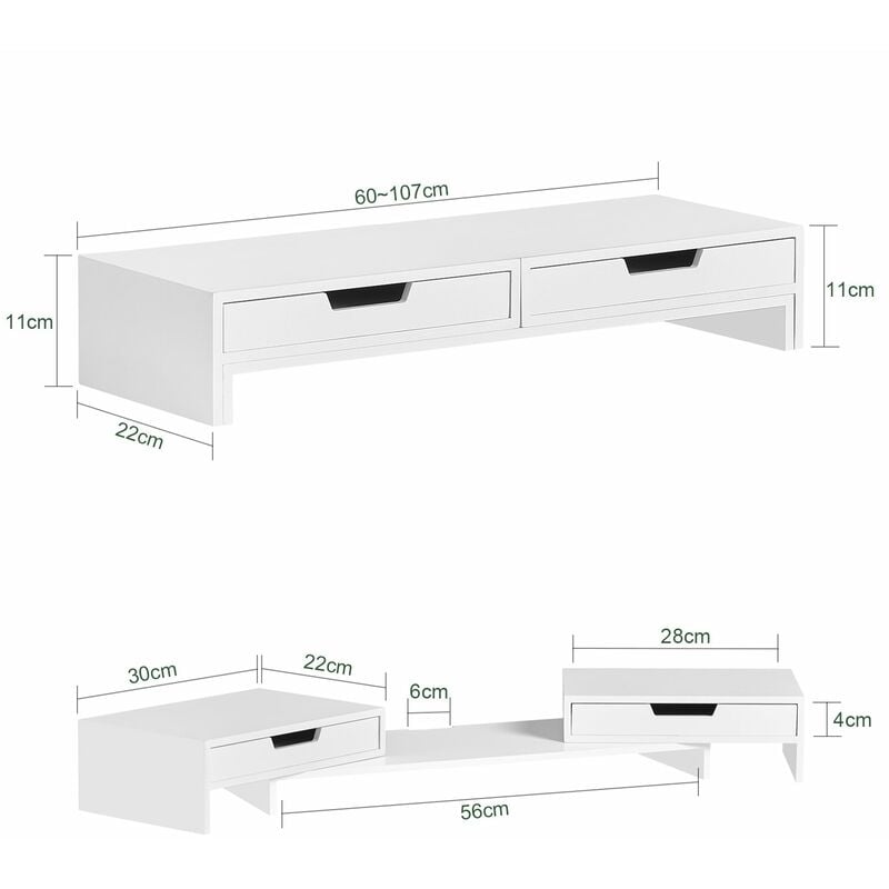 Relaxdays Soporte Impresora para Escritorio, Estante Mesa con Cajón,  Organizador 3 Compartimentos, 22x40x30 cm, Negro