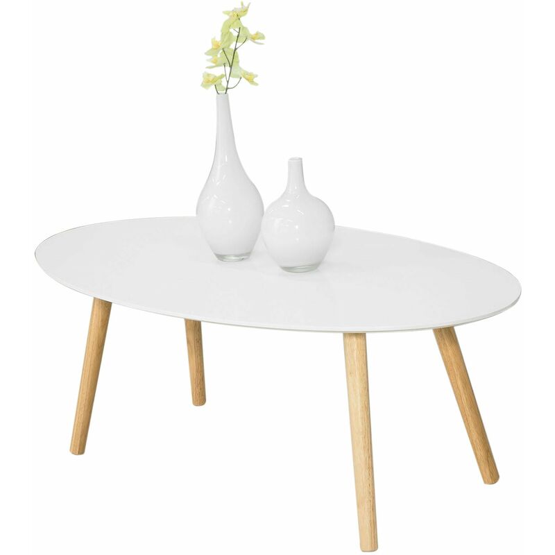 Mesa de Centro con Patas de Madera para Salón Mesa de Café Blanco L105xH40 cm FBT61-W SoBuy ES