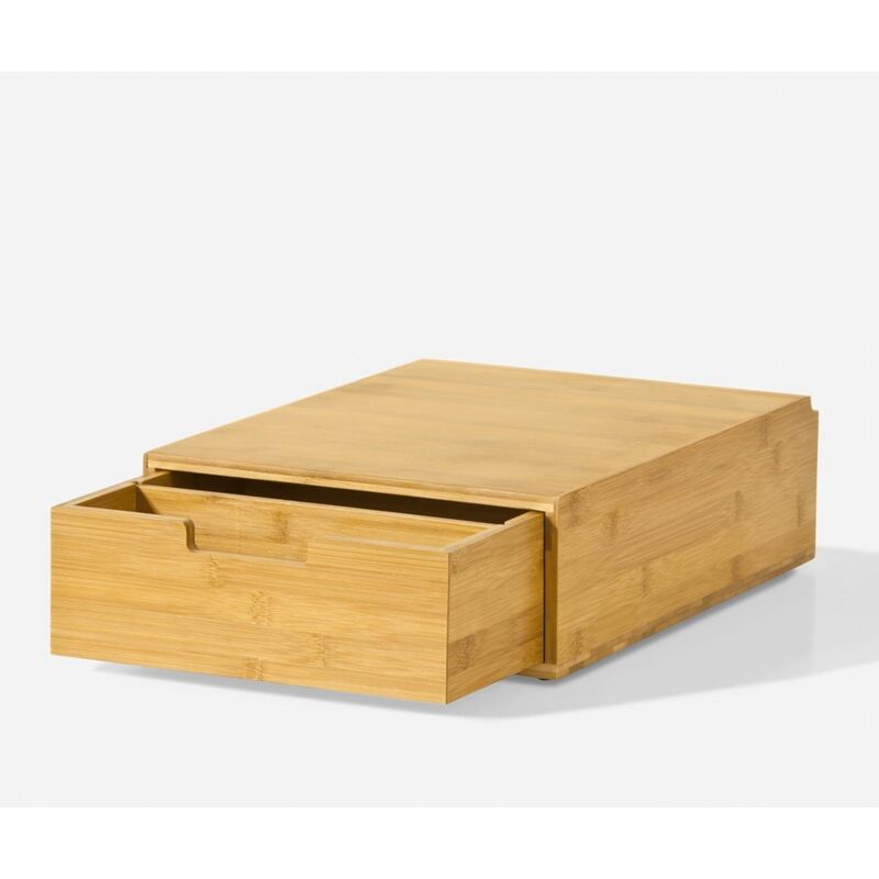 SoBuy Bamboe capsulehouder met lade, theebox organizer voor koffiecapsules en theezakjes, 2-traps opbergdoos voor keuken, koffiebar en kantoor, bamboe ladebox BxHxD ca. 31x18x30 cm, FRG82-N
