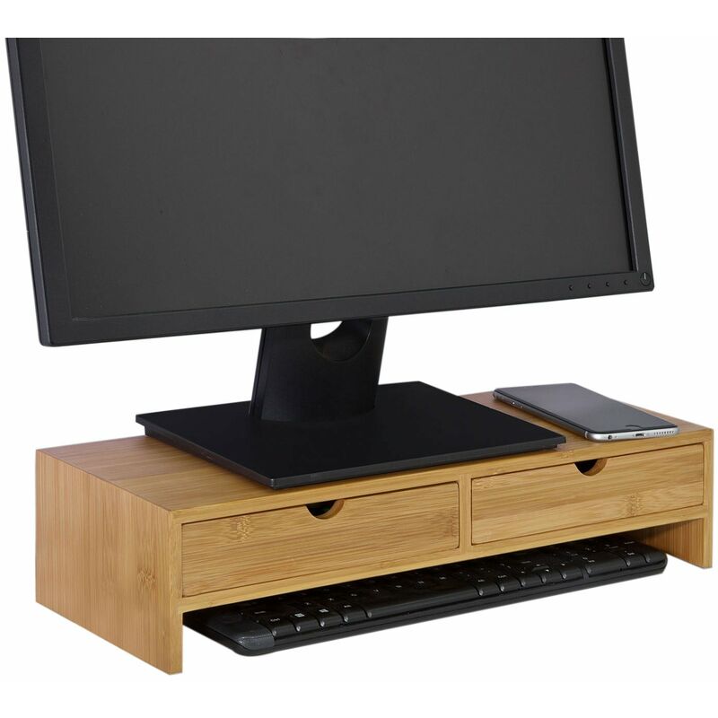 Pantalla Soporte para Monitor, Soporte de Sobremesa,bambú, Ergonómico para Universal Monitor FRG198-N SoBuy ES