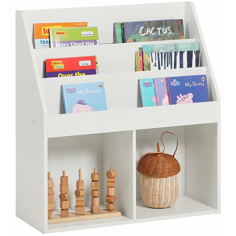 Librería Infantil para Niños con 4 Estanterías, Estantería de Pared,Blanco,H80cm  KMB08-K-W SoBuy ES