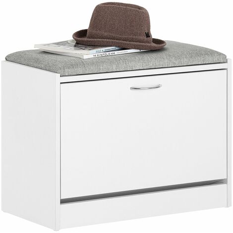 Banco Zapatero con 1 Solapa Banco de almacenamianto con cojín Acolchado de Asiento 60 x 30 x 46 cm FSR16-HG SoBuy ES