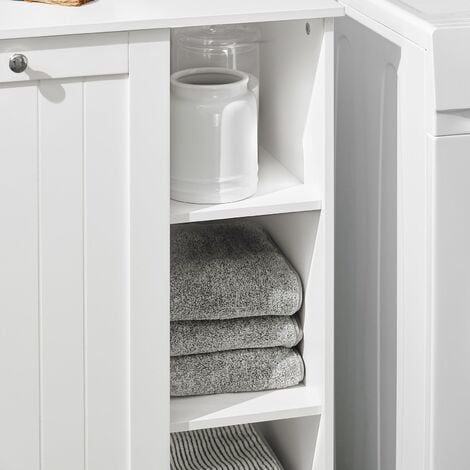 Mueble de Lavandería con Cesto y Cajón Organizador de Ropa Sucia para  Dormitorio Cuarto de Lavado para Baño 40 x 37 x 82 cm Blanco - Costway