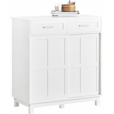 Aparador recibidor Armario de almacenaje con 2 cajones y 2 Puertas Blanco 80 x 40 x 85 cm FSB84-W SoBuy ES