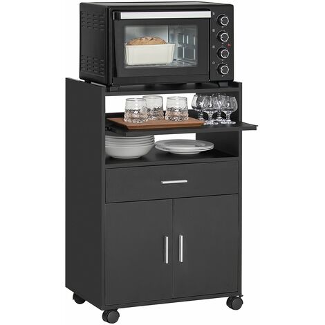 Aparador Auxiliar de Almacenamiento para Microondas con Ruedas Armario de Cocina con 2 Puertas 2 Estantes y un Cajón 59 x 40 x 92 cm Negro FSB09-SCH SoBuy ES