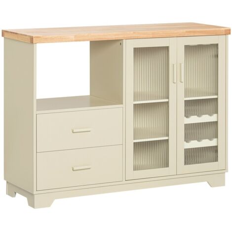 Aparador Cocina para microonda Buffet para Comedor Entrada Salón con 2 puertas 2 cajones y 1 compartimento abierto Beige 120 x 40 x 90 cm FSB81-MI SoBuy ES