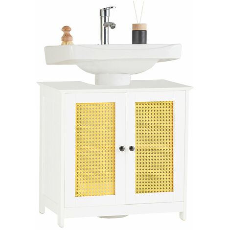 Mueble para baño debajo del lavabo, mueble bajo de baño, multiusos con  doble puerta, color blanco, 60 x 30 x 60 cm : : Hogar y cocina