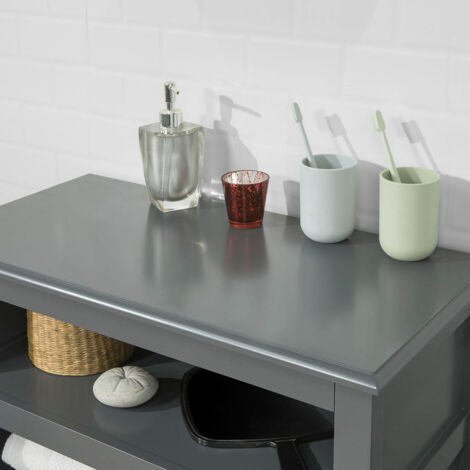 Armario para de baño,aparador con 2 Puertas y Estante,L 69 x P 33 x H 80cm Gris FRG204-DG SoBuy ES
