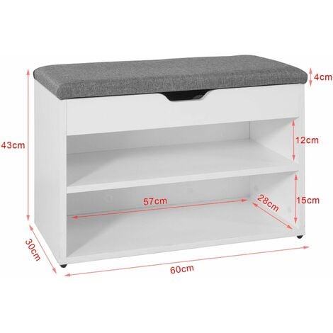 Banco Zapatero Armario zapatero,banco,estantería para zapatos,blanco,60 x 30 x 43 cm FSR25-HG SoBuy ES