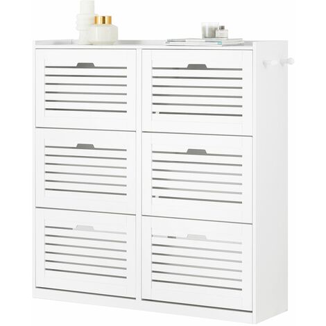 Zapatero con 6 Solapas y 2 Ganchos Zapatero Estrecho Organizador Armario de Entrada 115 x 30 x 112 cm Blanco FSR145-W SoBuy ES