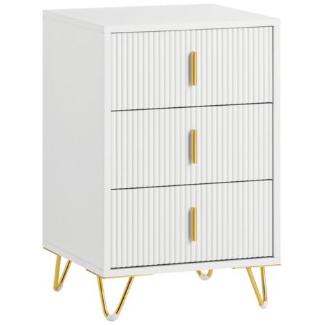 Mesita de Noche Mesa Auxiliar Mobiliario de Salón Moderno con 3 cajones 40 x 40 x 63 cm FBT115-L-W SoBuy ES
