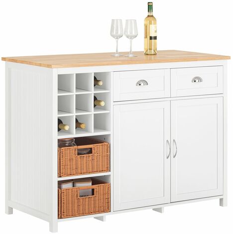 Armario De Cocina Con Encimera, 3 Puertas Y 1 Cajón, Estilo Rústico Blanco Cálido - 90x30x80 Cm, Para Almacenamiento