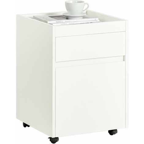 Mesita de Noche con 2 Cajones Mesa Auxiliar Mobiliario de Salón Moderno con 4 Ruedas L40xP40xH54 cm FBT121-W SoBuy ES (1/5)