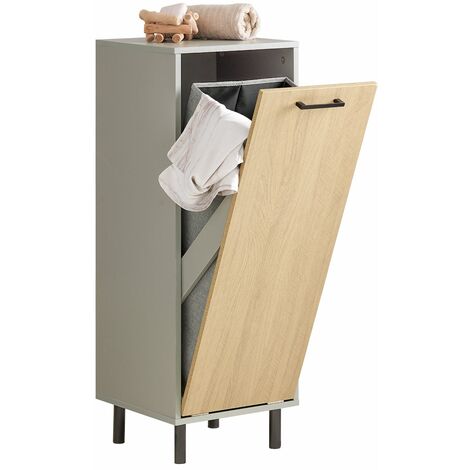 Cesto para Ropa Sucia Armario Multifuncional de Baño con 1 Cest Gris 31.5 x 30 x 86 cm BZR132-NG SoBuy ES