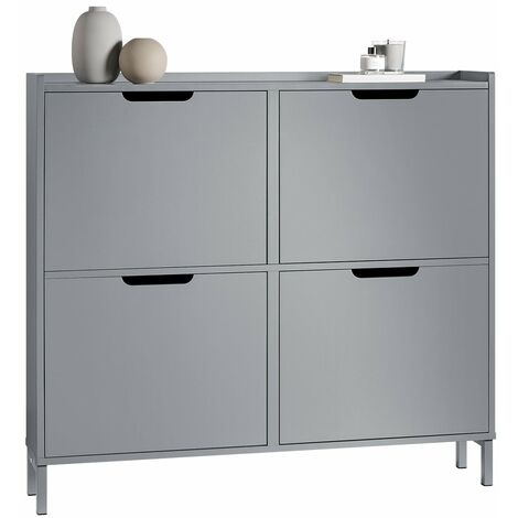 Zapatero Estrecho con 4 Solapas Organizador para Zapatos de Entrada 100 x 19 x 90 cm Gris FSR100-HG SoBuy ES