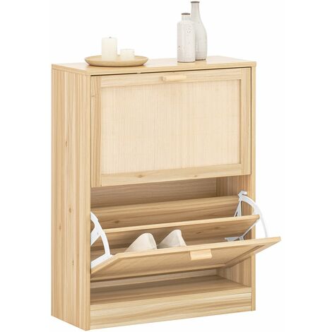 Zapatero con 2 Solapas y 4 baldas Organizador para Zapatos 60 x 24 x 80 cm Natural FSR160-N SoBuy ES