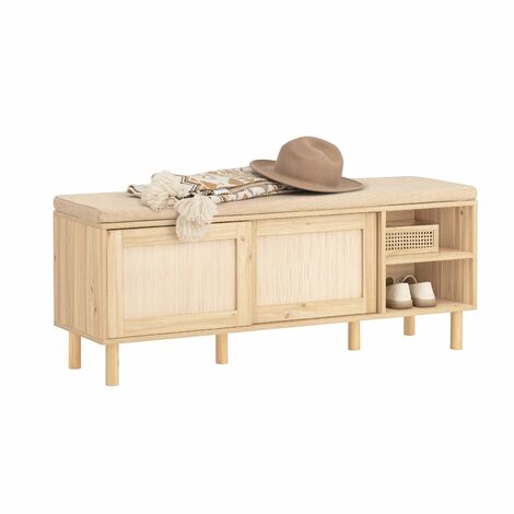 Banco Zapatero Banco de Almacenamiento con 2 Puertas y 2 estantes 121 x 35 x 49 cm Natural FSR163-N SoBuy ES