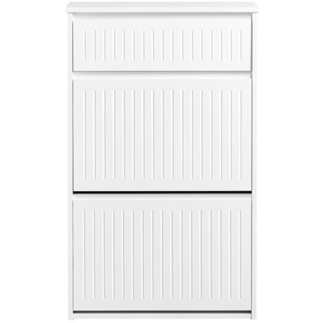 Zapatero Estrecho con 2 Solapas y 1 Cajón Organizador para Zapatos de Entrada Blanco 61 x 26 x 100 cm FSR165-W SoBuy ES
