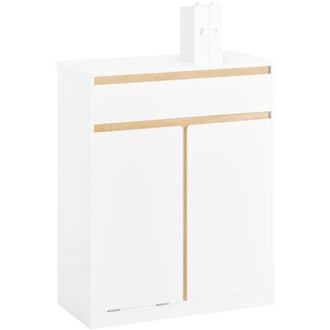 Armario de Baño Cesto para Ropa Sucia con 1 Cesto 1 Puerta y 1 Cajón Blanco 71 x 33 x 85 cm BZR79-W SoBuy ES