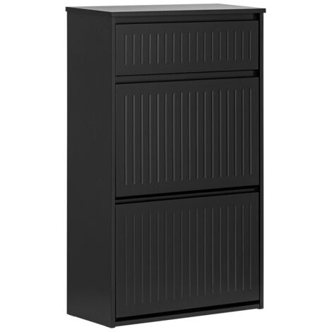 Zapatero Estrecho con 2 Solapas y 1 Cajón Organizador para Zapatos de Entrada Negro 61 x 26 x 100 cm FSR165-SCH SoBuy ES