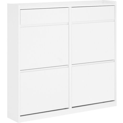 Zapatero Estrecho con 4 Solapas Organizador para Zapatos de Entrada con 2 Cajones Blanco 98 x 19 x 95 cm FSR169-W SoBuy ES