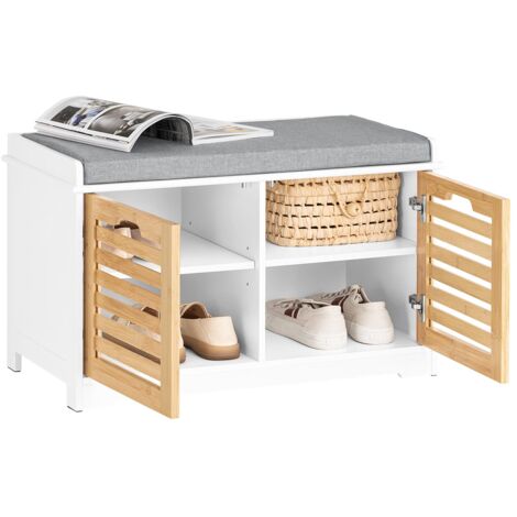 Banco Zapatero con 2 Puertas para Entrada Dormitorio Banco de Almacenamiento de Asiento 71 x 35 x 43 cm FSR23-II-WN SoBuy ES