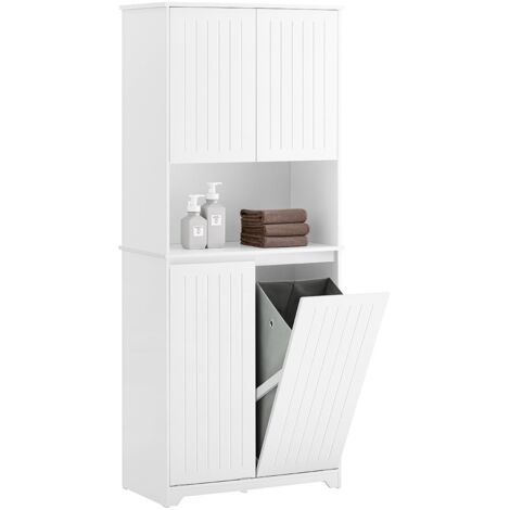 Mueble Columna de Baño con 2 Estantes y 1 Compartimento Armario Alto para Baño Estanterías de Baño con 2 Cestos para Ropa Sucia 70 x 37 x 170 cm BZR150-W SoBuy ES