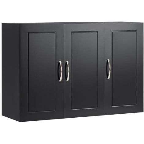 Mueble de Pared Armario Suspendido con 3 Puertas Armario Colgante para Baño con Balda Ajustable Negro 90 x 30 x 60 cm FRG231-L-SCH SoBuy ES