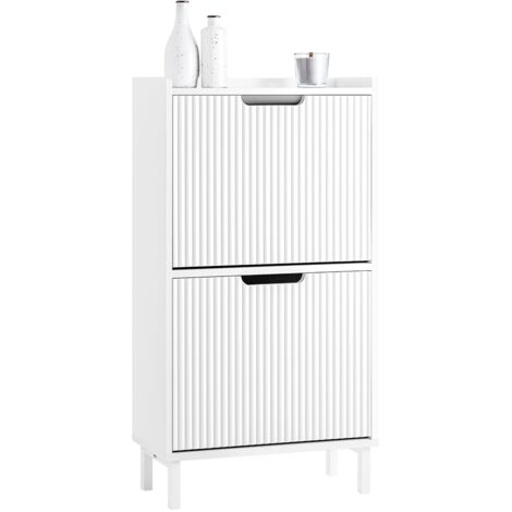 Zapatero Estrecho con 2 Solapas Organizador para Zapatos de Entrada Blanco 50 x 19 x 90cm FSR177-W SoBuy ES