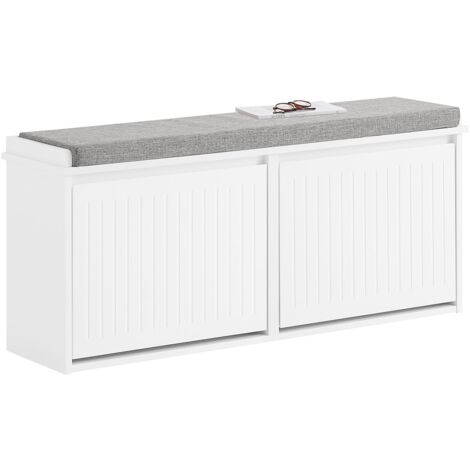 Banco Zapatero con 2 Solapas Armario Multifuncional para Entrada de Asiento Blanco FSR98-XL-W 100 x 26 x 46 cm SoBuy ES