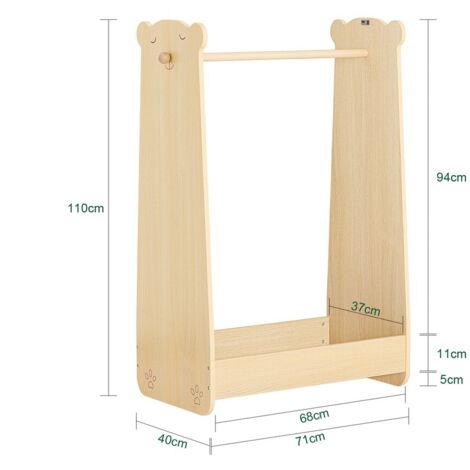 Perchero Burro Infantil VESTNES Con Estantería - Organizador Rosa/blanco 114x77x30 Cm, Para Habitación Niños