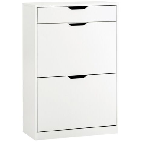 Zapatero con 2 Solapas y 1 Cajon Organizador para Zapatos Blanco 60 x 30 x 90 cm FSR180-W SoBuy ES
