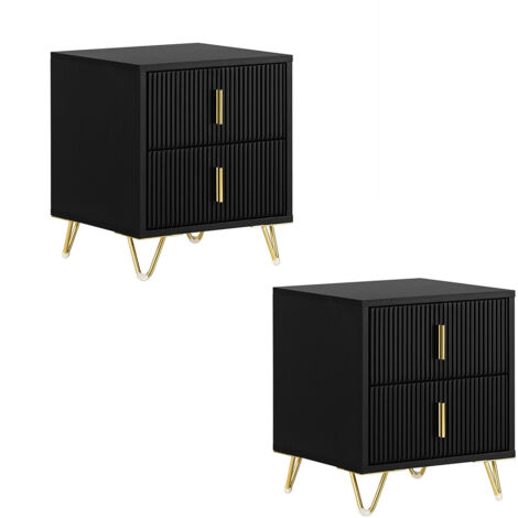 Set de 2 Mesitas de Noche Mesa Auxiliar Mobiliario de Salón Moderno con 2 cajones 40 x 40 x 47 cm FBT115-SCHx2 SoBuy ES