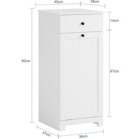 Cesto para Ropa Sucia,Amario para Baño,40x38x90 cm Blanco BZR21-W SoBuy ES