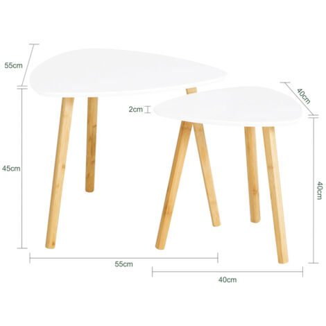2 Mesitas de café Mesa de Centro Mesa Auxiliar 55 x 55 x 45cm Blanco FBT74-W SoBuy ES