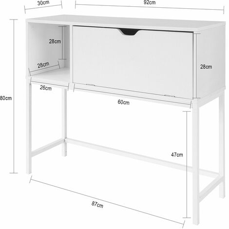 Mesa de Entrada Recibidor Mesa de Consola con Cajón 92 x 30 x 80 cm FSB21-W SoBuy ES