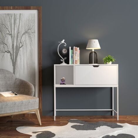 Mesa de Entrada Recibidor Mesa de Consola con Cajón 92 x 30 x 80 cm FSB21-W SoBuy ES