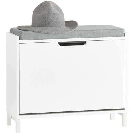 Banco Zapatero Pequeño con 1 Solapa Organizador para Zapatos de Entrada Blanco 60 x 24 x 52 cm FSR151-K-W SoBuy ES