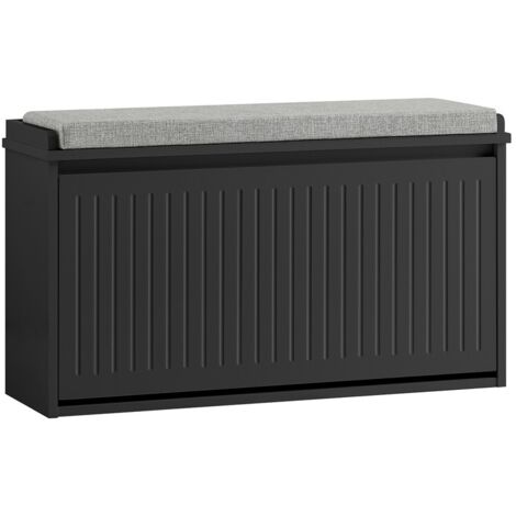 Banco Zapatero Grande con 1 Solapa Armario Multifuncional para Entrada de Asiento Negro 80 x 26 x 45 cm FSR98-L-SCH SoBuy ES