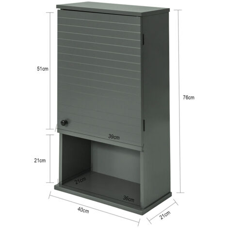 Armario de baño de Pared con 3 estantes Armario Multiuso de baño 40 x 21 x 76 cm BZR25-DG SoBuy ES