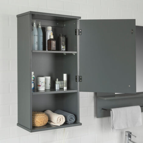 Armario de baño de Pared con 3 estantes Armario Multiuso de baño 40 x 21 x 76 cm BZR25-DG SoBuy ES