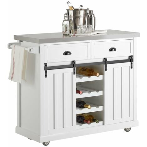 Mueble Auxiliar para Cocina con Tres Puertas y un Cajon Color Blanco y  perfiles Gris 107x90X40cm