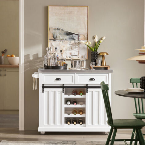 Carrito de cocina con piso de acero Carro almacenaje L116 x P46 x H95cm FKW94-W SoBuy ES