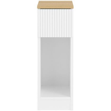SoBuy Mesa de Noche Delgada y Fina con Cajón y Estante – Mesa de Noche para el Final del Sofá, Mesa de Noche para la Cama – Almacenamiento para Dormitorio o Salón Blanco L20 x P35 x H60 cm FBT111-W