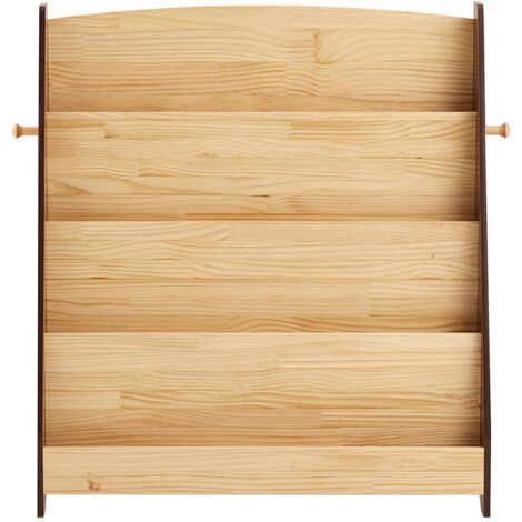 SoBuy Biblioteca Infantil Organización de Juguetes Infantiles Biblioteca de Libros 4 Niveles con 2 Ganchos Estante para Libros Mueble de Organización Habitación de Niño Oficina Salón Natural 91x30x89 