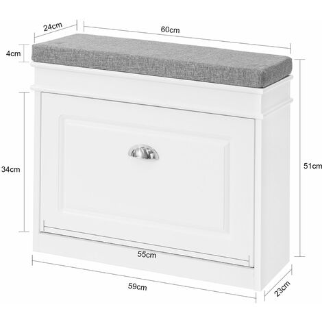 Banco Zapatero con 1 Cajón Organizador para Zapatos 60 x 24 x 51 cm FSR82-K-W SoBuy ES